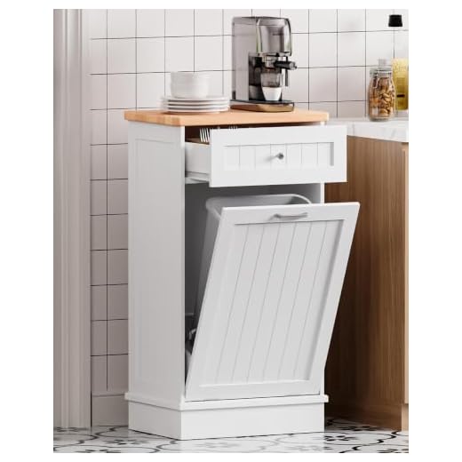 Betterhood Tilt Out Trash Cabinet 10 Gallon Wooden Free Standing Laundry Sorter Cabinet,Recycling Cabinet with Hideaway Drawer,Tilt Out Trash Cabinet Can Bin Kitchen (White)