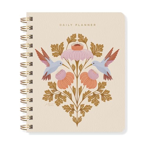Fringe Studio Paper Cover Non-Dated Daily Planner, "HUMMINGBIRDS" 6" w x 7.25" h, 160 pages, Juliana Tipton Collection (877PA001FSC)