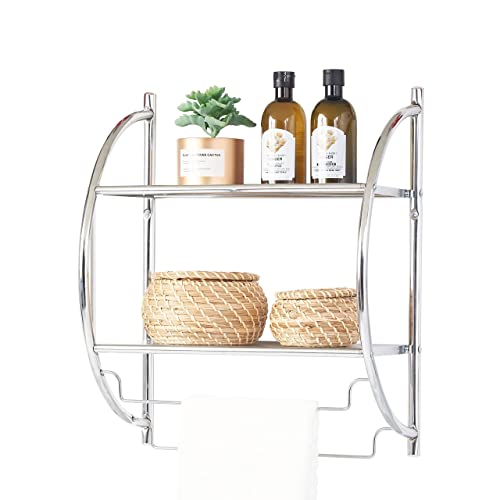 Oikos 2 Tier Over The Toilet Storage, Bathroom Shelves Wall Mounted, Over Toilet Bathroom Organizer, Bathroom Towel Holder, Wall Shelving, Bathroom Shelf Over Toilet, Toilet Rack, Chrome Shelf #TOP4