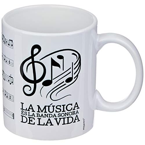 Mopec G297.2 Taza cerámica "Partitura musical CAT", 330 ml