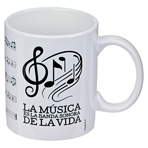 Mopec G297.2 Taza cerámica "Partitura musical CAT", 330 ml
