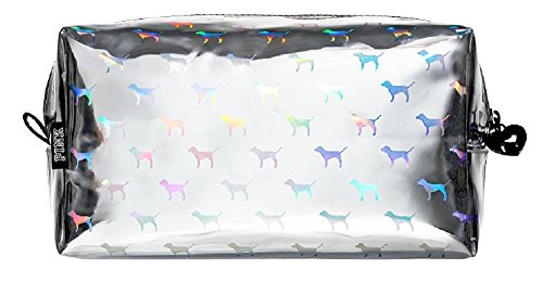 Victoria's Secret PINK Iridescent Dog Logo Makeup Travel Case