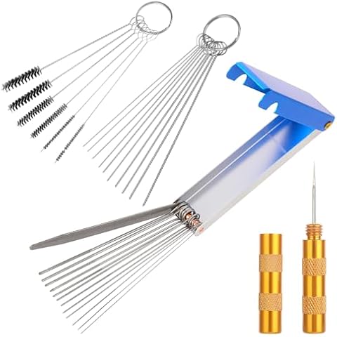 DIVINA VITAE Carburetor Cleaning Kit Carb Cleaner Carburetors Carbon Dirt Jet Remove Cleaner - Stainless Steel 13 Cleaning Wires Set + 5 Nylon Brushes + 10 Cleaning Needles + 1 Sharp Pick Cover