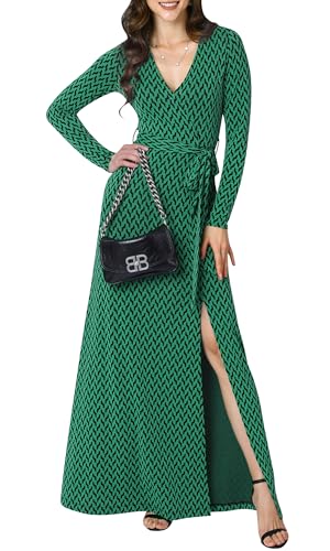 Image of KOH KOH Womens Long Sleeve V-Neck High Slit Cocktail Evening Gown Maxi Dress