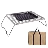 REDCAMP Folding Campfire Grill with Grill Plate, 304 Stainless Steel Grate, Heavy Duty Portable...