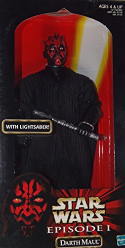 Star Wars Year 1998 Episode 1 Movie Series "The Phantom Menace" 12 Inch Tall Action Figure - DARTH MAUL with Cloak and Red Double Bladed Lightsaber