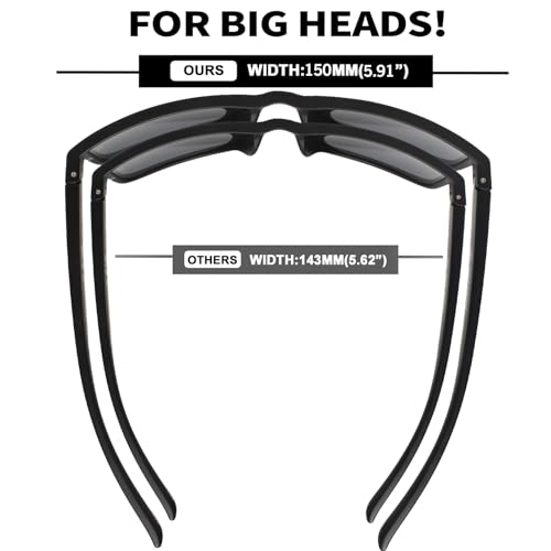 WISTON XL Z87 Sunglasses for Big Wide Heads Men Women, TR90 Ultralight UV400 Safety Glasses for Driving Outdoor W87013