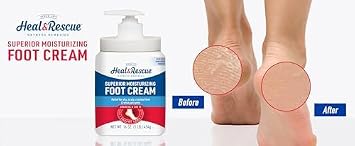 Heal&Rescue Heel Rescue Foot Cream, Unscented Foot Cream for Dry Feet, for Cracked, Calloused or Chapped Skin, 16 Ounce Bottle, 2 Pack