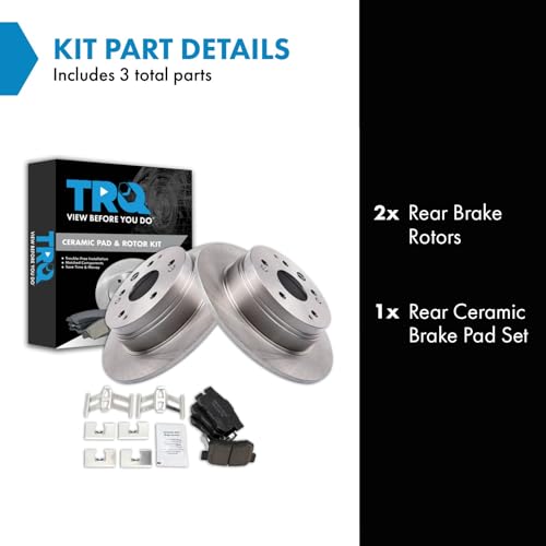 Image of TRQ Rear Ceramic Brake Pad and Rotor Set Compatible with 2001-2003 Acura CL