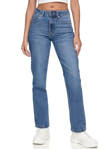 REPUBLIX Damen Mid Waist Loose-fit Denim Jeans Basic RJ-1002 Dunkelblau 40