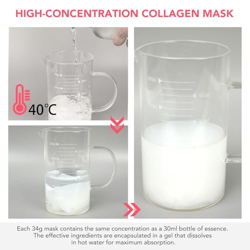 Organic Collagen Real Deep Mask – maseczki na twarz i kolagenowa maska na twarz, przeciwzmarszczkowa lifting twarzy, nawilżająca maska kolagenowa z hydrolizowaną pielęgnacją skóry (4 sztuki – różowa)