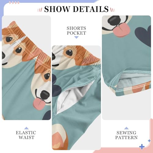 Corgi Dog Love Boys Long Pants Soft Trousers Elastic Waist Kids Lounge Bottoms with Pockets S-XL4