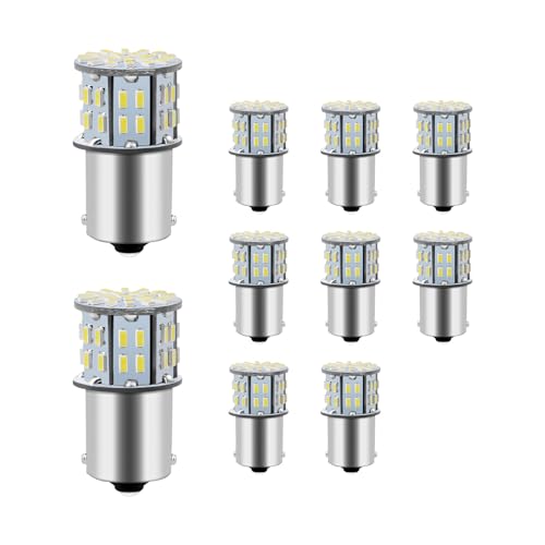 Rdxcv 10 PCS 1156 Car LED Bulb, 12 Volt Super Bright 3014 50-SMD Bulb LED Interior Light Replacement, 1156 1141 1003 7506 BA15S Light Bulbs for Car RV Camper Trailer Boat