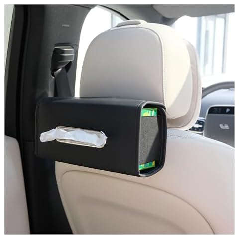 Car Tissue Holder, Ompellus Premium PU Leather Tissue Box Holder for Car Seat Back, Extra Large Tissue Box Cover Rectangle Fits for Regular Size Tissues (Black) Cover