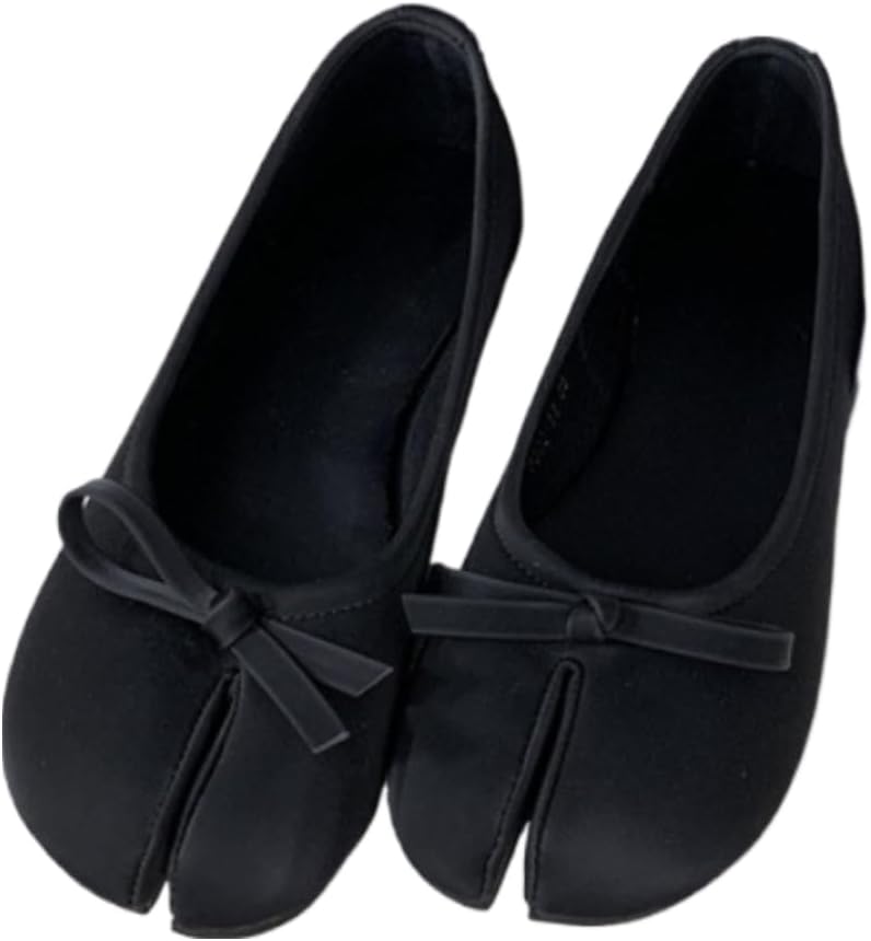 Tabi Shoes with Bows Split Toe Women Ballet Flats Non Slip Breathable Sandals Y2K Kawaii Fashion Elegant Dressy Pumps Streetwear Parties Spring Summer Fall Outdoors Gifts for Daughter Back to School