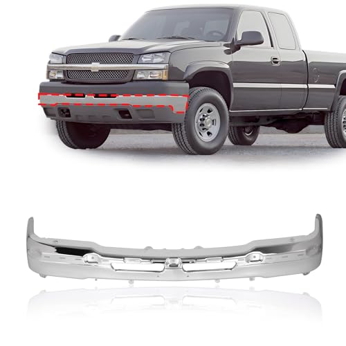 CarPartsDepot Front Bumper Face Bar Steel Chrome Compatible With Chevrolet 2003-2007 Silverado 1500 2500 & 2002-2006 Avalanche 1500 2500 GM1002416 19150310