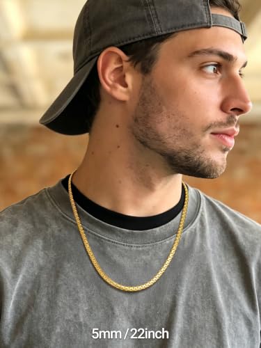 Image of PROSTEEL Stainless Steel Flat Box Link Chain Necklace for Men