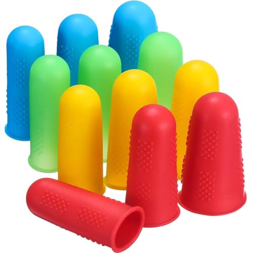 WKRTDY Protectores de Dedos de Silicona Resistentes al Corte, 12 Piezas, Accesorios para Scrapbooking, Costura y Manualidades Que protegen Tus Dedos con Pegamento Caliente