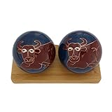 Top Chi Buey Baoding Bolas con soporte de bambú. Balones chinas de salud para terapia de manos, ejercicio y alivio del estrés (2 pulgadas)