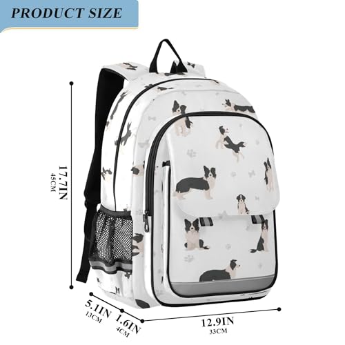 Fisyme Cute Dog Border Collie School Backpack Laptop Backpack Bags Bookbag Travel Casual Computer Notebooks Daypack2