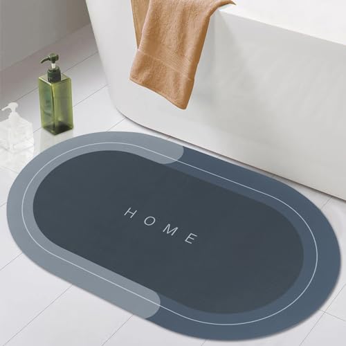 Image of Rubber Bath Mat 4 MM,Anti-Skid Water Soaking Bathroom Rug Door,Floor mat, Soft Quick Dry Water Absorbent Mat for Home Office 40x60cm- Navy Blue