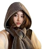バラクラバ ニット 帽子 レディース 冬用 フードマフラー 2in1ネックウォーマー マフラー付き帽子 フードウォーマー 小顔効果 あったか 暖かい 防寒 かわいい 無地 通勤・通学・自転車（グレー）