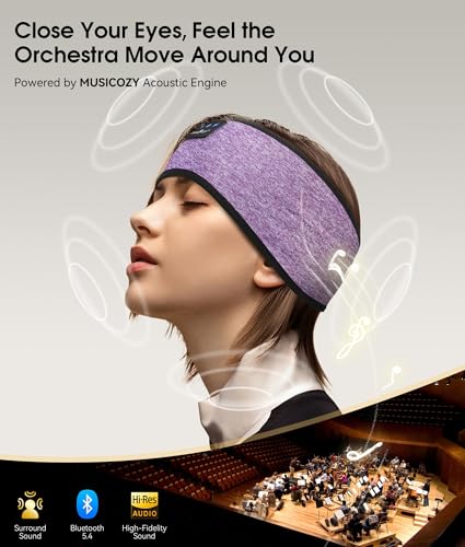 Image of MUSICOZY Sleep Headphones Bluetooth 5.4 Headband, Wireless Earphones Music Sleep Earbuds Sleeping Eye Mask with HD Stereo Speakers for Workout Running Travel Yoga, Ideal Gifts for Women Men