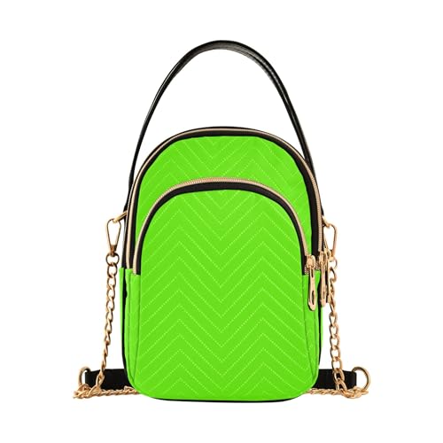EOSDT Women over Shoulder Purse Bright Green Quilted Cell Phone
