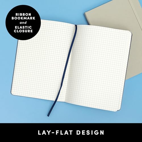 Image of PAPERAGE Graph Paper Journal Notebook, (Black), 160 Pages, Medium 5.6 in x 8 in - 100 GSM Thick Paper - Hardcover Grid Notebook for Work or School