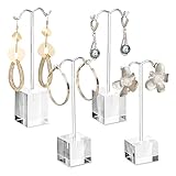 MOOCA Enhance Your Jewelry Presentation with the 4 Pcs Set Acrylic Earring Display Stand - Perfect Showcase for Earrings, Countertop T Stand, and Stylish Jewelry Display, Silver Color