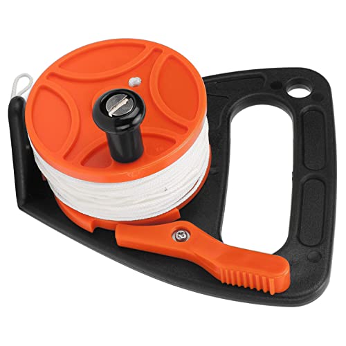 SPYMINNPOO Multipurpose Diving Reels with 46m White Wire, Dive Rope Spool Finger Reel for Cave and Exile Diving (Wheel)