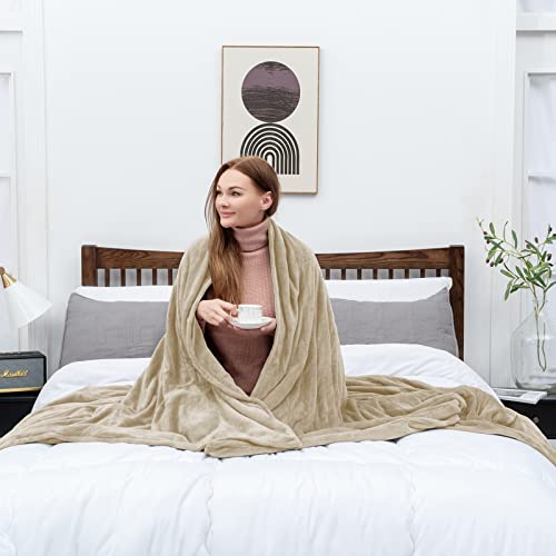 Electric Blanket Luxuriously Soft Plush Heated Blanket With Digital Controller 6 Heating Levels & 10 Hours Auto Off Timing Settings Fast Heating Warm Heated Throw Blanket Oatmeal 100"X 90" #TOP5