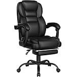 Yaheetech Executive Office Chair with Footrest Ergonomic Desk Chair High Back Lumbar Support Computer Chair Armrest Upholstered Gaming Chair for Home Office Black