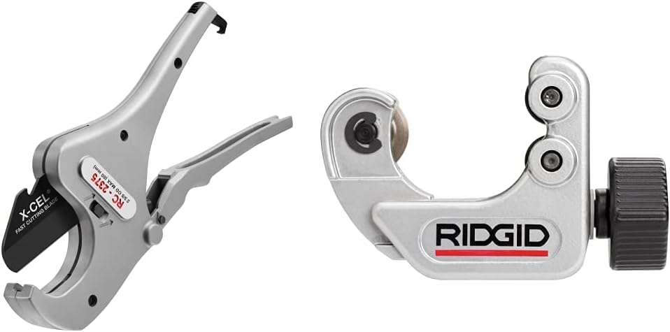 RIDGID RC-2375 Ratchet Action 2" Pipe and Tubing Cutter, Chrome, Small - 30088 & 40617 Model 101 Close Quarters Tubing Cutter with 1/4"-1-1/8" Cutting Capacity, Silver