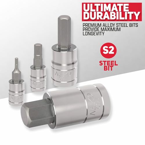 Image of NEIKO 10288A Allen Hex Bit Socket Set, 32 Piece SAE and Metric Allen Socket Set, Allen Head Hex Key Socket Set Made with S2 Steel