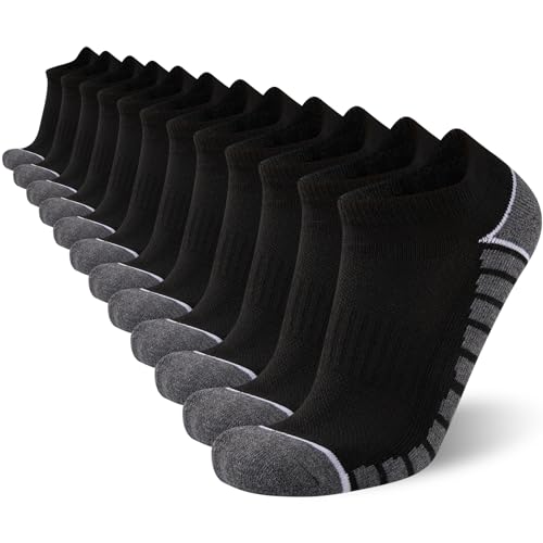 COOVAN 12 Pack Mens Ankle Socks Athletic Running Cushioned Breathable Low Cut Sports Workout Socks