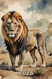 2026: Small Monthly Calendar Planner - Watercolor Lion