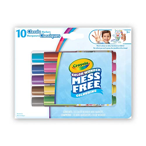 Crayola Color Wonder 10 mini marqueurs, lavables, sans dégât