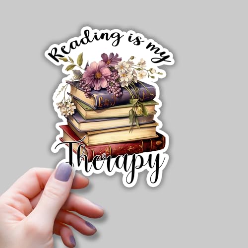 Vinilo impermeable Reading is My Therapy de 2.2 x 3 pulgadas 3