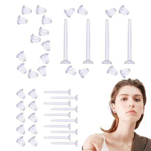 Juego de pendientes y parte trasera perforada en la parte posterior de los pendientes para publicaciones - Pendientes de silicona transparente en la parte trasera, accesorios de joyería suaves para