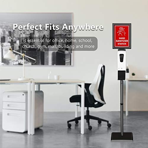 Hand Sanitizer Dispenser Stand with A4 Sign Board, 125-165cm Height Adjustable Sanitizer Dispenser, 1000ml Automatic Touchless Hand Sanitizer Station for Shops Schools Public Area