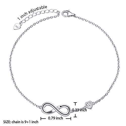 Flyow 925 Sterling Silver Infinity Anklet Endless Love Symbol Charm With Arrow Best Gifts Beach Casual Bracelet Jewelry Adjustable Foot Ankle For Women Girls #TOP2