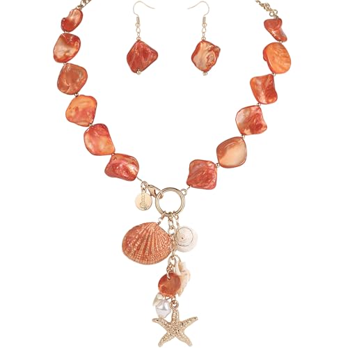 CoiRIS Orange Seashell Jewelry Set
