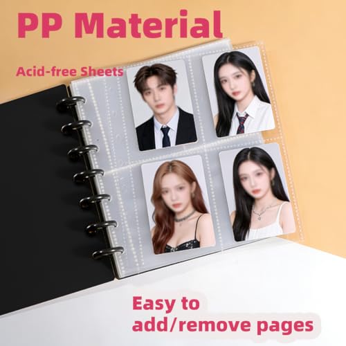 Kpop-Photocard-Binder, 2er-Set mit 40 Seiten (160 Taschen), Fotokarten-Album für Fujifilm Instax Mini, Polaroid-Bilder, Sammelkarten und Ausweise (Schwarz, Weiß)