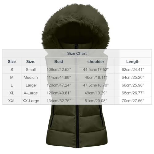 Puffer Vest Women Sleeveless Hooded Faux Fur Trim Quilted Zip Fall Winter - image 6