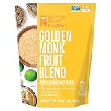BetterBody Foods Golden Monk Fruit Sweetener Blend - Sugar Substitute, Zero Calorie, Keto Diet Friendly, Zero Net Carbs, Zero Glycemic, Baking, Extract, Sugar Replacement 1 lb, 16 Oz