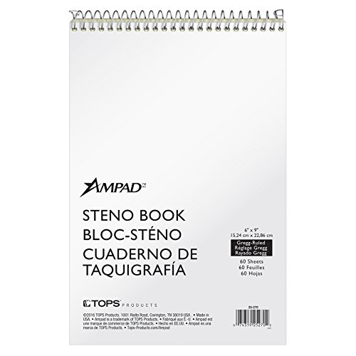 Ampad Spiral Steno Book, Gregg Rule, 6 x 9, Green Tint, 60 Sheets Per Notebook (25-270)