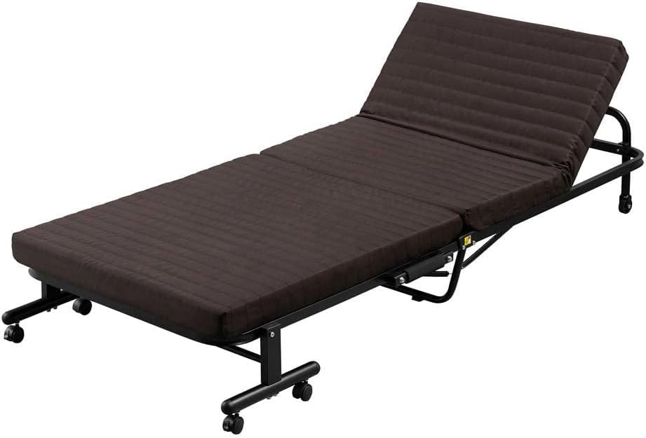 Amazon｜シングル 折りたたみベッド ブラウン｜ベッドフレーム