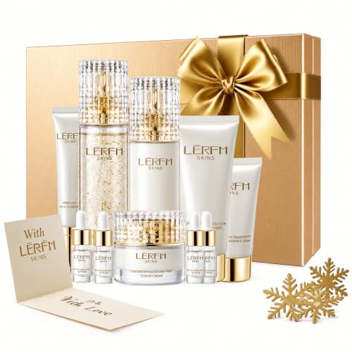 Anti Aging Skin Care Set - 10pcs - Face Skincare Kit with Collagen - Hydrating & Firming Skin, Include Toner, Serum, Lotion, Eye Cream, Face Cream, Korean -style Skincare Gift Sets for Women