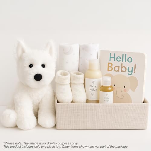 WEIGEDU West Highland White Terrier Hund Plüschtiere Tierspielzeug Weißer Westie Welpen Plüschtier mit bestickten Augen für Kinder Mädchen Jungen Baby, Geburtstag, Schlafenszeit Geschenk, 30.5 cm